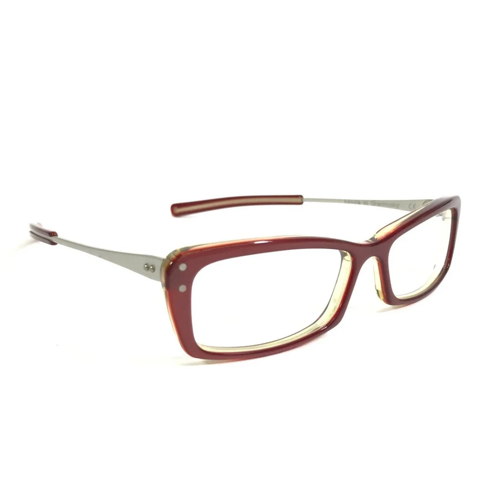 Onkel Eyeglasses Frames Buto Col. 31 Red on Green Silver Rectangle 50-15-140